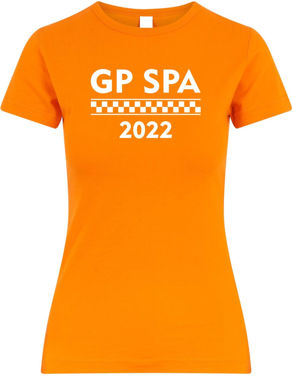 Dames t-shirt GP Spa 2022 | Max Verstappen / Red Bull Racing / Formule 1 fan | Grand Prix Circuit Spa-Francorchamps | kleding shirt | Oranje | maat XS